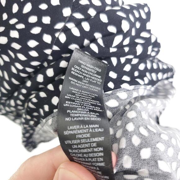 Whbm Top Womens Small Ruffle Front V Neck Short Sleeve Fitted Polka Dots - Picture 8 of 11